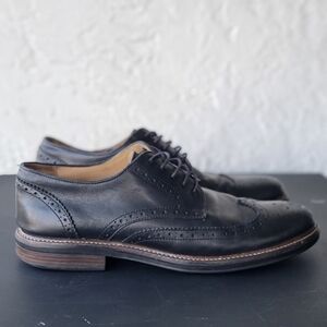 G.H. Bass Jordan Black Leather Wingtip Brogue Oxfords Sz. 10 M Made In USA